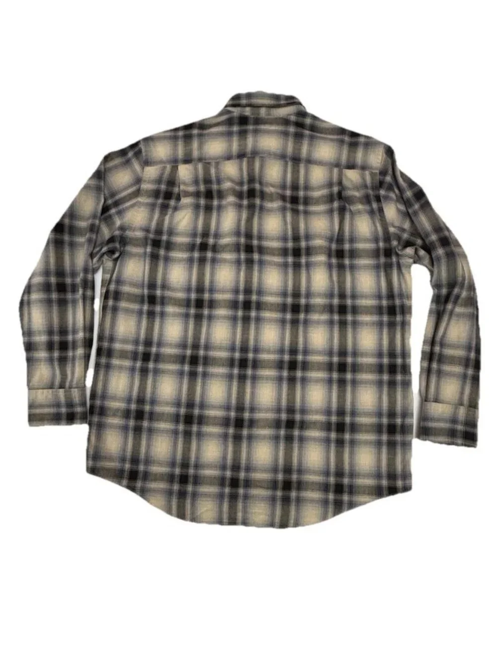 Banana Republic Classic Plaid Button Up Shirt Men Large Blue Beige Cotton